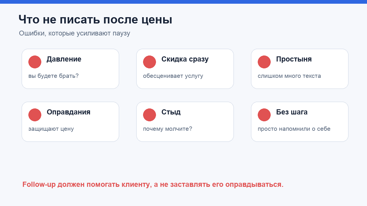 Что не писать клиенту после цены