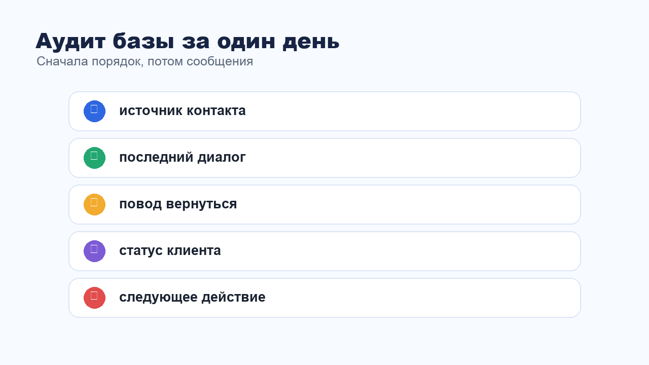 Аудит клиентской базы перед реактивацией