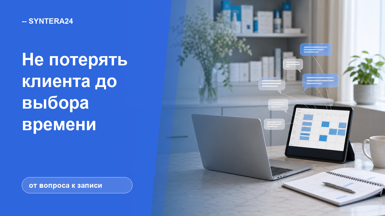 Как не потерять клиента между первым вопросом и выбором времени — обложка Syntera24